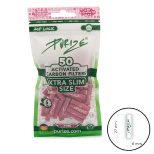 Aktyviosios anglie filtrai puriz xtra slim pink 50 vnt.