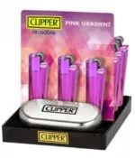 žiebtuvėliai clipper-metaliniai dideli rožiniai gradient