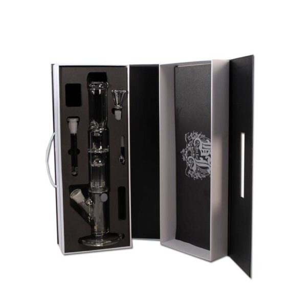 Stiklinė vandens pypkė dėžutėje Black Leaf Bongbastic 36cm