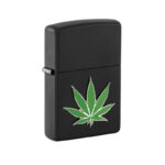 Žiebtuvėlis Zippo Black Matte Canna Leaf
