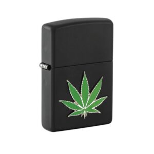 Žiebtuvėlis Zippo Black Matte Canna Leaf
