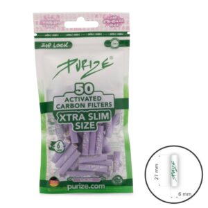 Aktyviosios anglies filtriukai Purize Xtra Slim Lilac 50vnt.