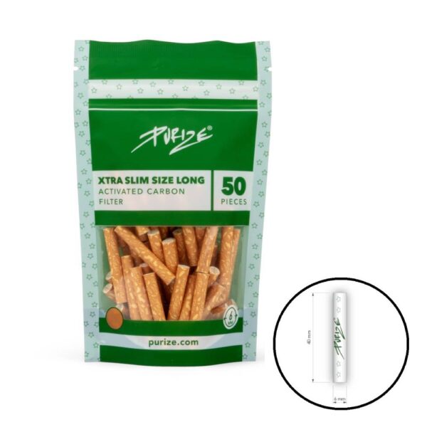 Aktyviosios anglies filtriukai Purize Xtra Slim Spy Long 50 vnt.