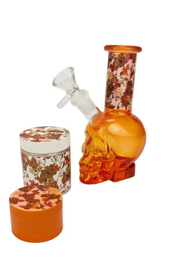 Stiklinė vandens pypkė amber skull 15 cm Stiklinė vandens pypkė amber skull 15 cm