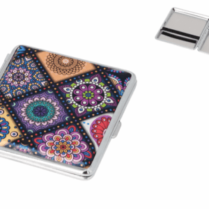 Cigarečių dėklas Angel Floral Purple uždarytas ir atidarytas