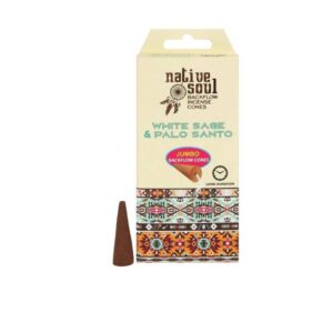 Native Soul White Sage and Palo Santo Backflow tekantys smilkalai 12 vnt.