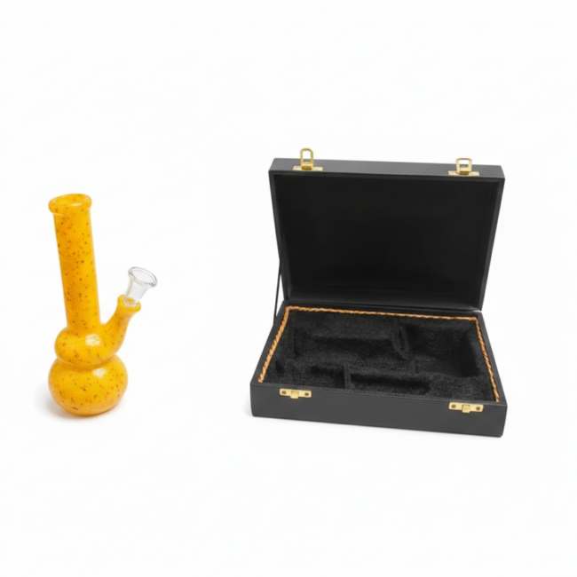 Stiklinė vandens pypkė „Golden Sun“ 18 cm su dėklu