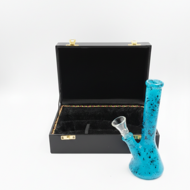 Stiklinė vandens pypkė „Midnight Blue“ 18 cm su dėklu