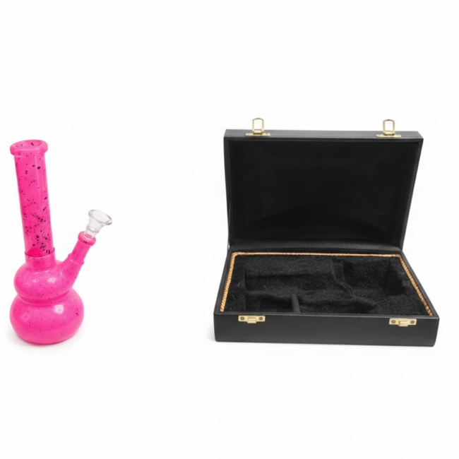 Stiklinė vandens pypkė „Pink“ 18 cm su dėklu