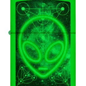 Žiebtuvėlis Zippo Alien šviečia tamsoje (žaliai) šviečiantis