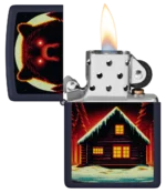 Žiebtuvėlis Zippo Bear And Cabin atidarytas dega
