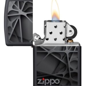 Žiebtuvėlis Zippo Black Abstract Design atidarytas