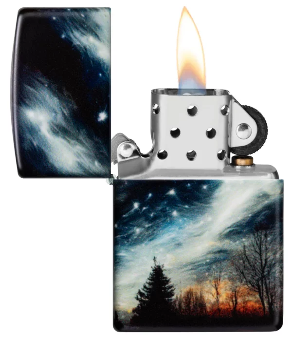 Žiebtuvėlis Zippo Clear Sky dega