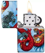 Žiebtuvėlis Zippo Fighting Dragon atidarytas