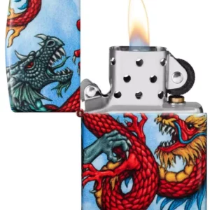 Žiebtuvėlis Zippo Fighting Dragon atidarytas
