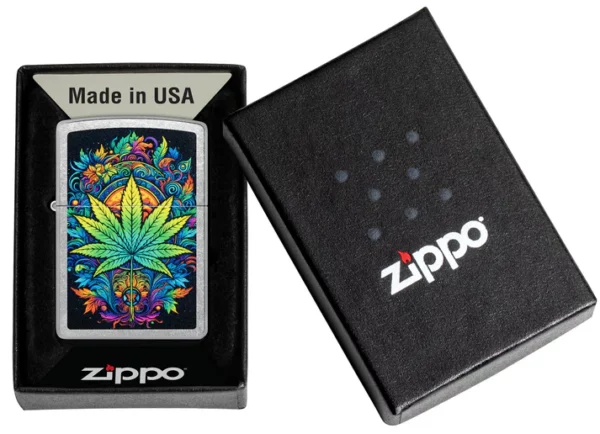 Žiebtuvėlis Zippo Psychedelic Cannabis Design dėžutėje