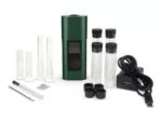 „ARIZER Solo 3 V2.0“ pilna komplektacija „Sea of Green“ garintuvas, stikliniai kandikliai, kroviklis ir priedai švariam garui