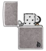 Žiebtuvėlis Zippo Armor Flame Silver atidarytas