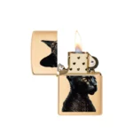 Žiebtuvėlis Zippo Egyptian Cat atidarytas dega
