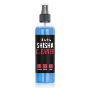 Aladin Shisha Cleaner purškiamas efektyvus kaljanų valiklis (300 ml) – efektyvi priemonė stiklinių kolbų ir metalinių šachtų valymui.