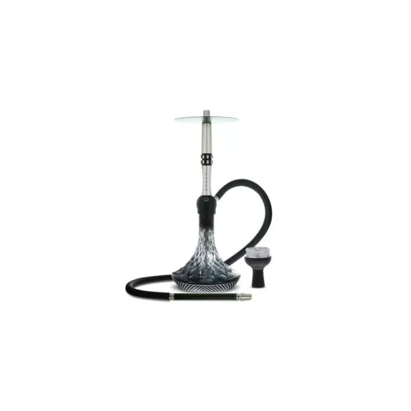 Kaljanas MS Black Diamond 55 cm Onyx Black su deimanto formos storo stiklo kolba ir silikonine taurele, aukštis 55 cm.