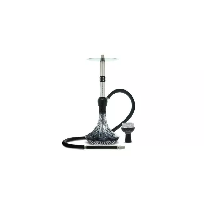 Kaljanas MS Black Diamond 55 cm Onyx Black su deimanto formos storo stiklo kolba ir silikonine taurele, aukštis 55 cm.