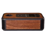 YLLVAPE YLL 3.0 indukcinis šildytuvas iš šono, demonstruojantis elegantišką medžio apdailos korpusą