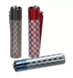 Metaliniai žiebtuvėliai Clipper Metal British – mėlynos, raudonos ir juodos spalvos raštai