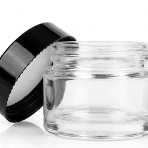 50ml Stiklinis Indelis Ekstraktams Smilkalams ir Dervoms su Juodu Dangteliu
