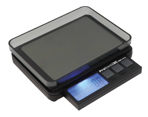 ProScale XC 2000 svarstyklės su ištrauktu LCD ekranu ir dangteliu
