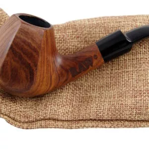 Medinė pypkė RAW Wooden Pipe ant lininio maišelio