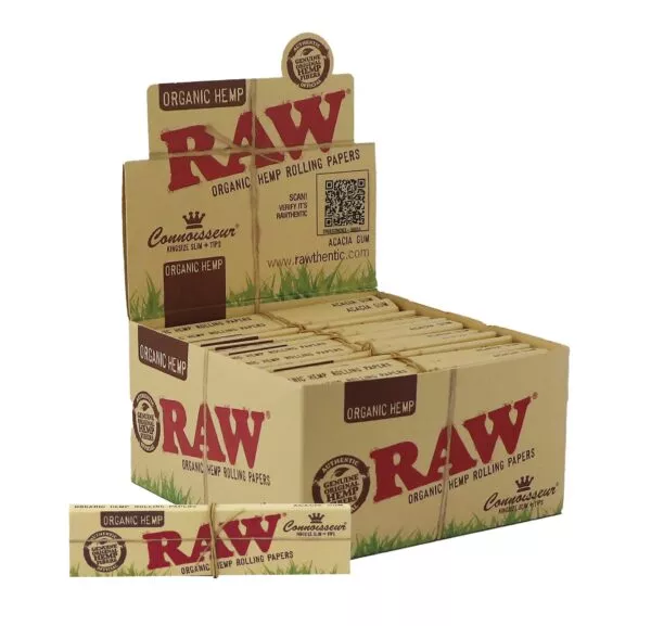 Originali RAW Organic Hemp Connoisseur popierėlių ir filtriukų dėžutė