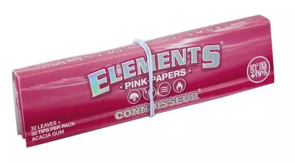 Uždaryta rožinė Elements Pink Connoisseur King Size Slim pakuotė perrišta gumele, kampinis vaizdas