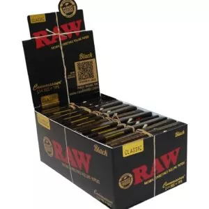 Didmeninė 24 vienetų dėžutė: popierėliai su filtriukais RAW Black Connoisseur 1 1/4