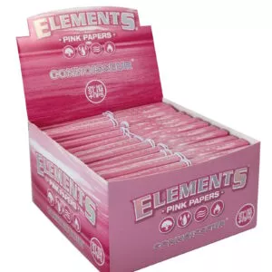 Didmeninė dėžutė: rožinis sukimo rinkinys Elements Pink Connoisseur King Size Slim su 24 pakuotėmis