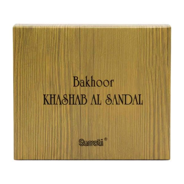 Surrati Bakhoor Khashab Al Sandal arabiškų smilkalų pakuotės dėžutė su medžio tekstūra