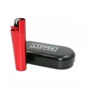 Metalinis raudonas žiebtuvėlis Clipper Micro Metal Red Devil su dovanų dėžute