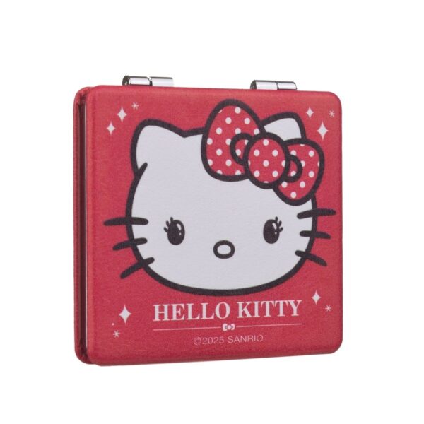 raudonas kišeninis veidrodėlis Hello Kitty su Sanrio logotipu