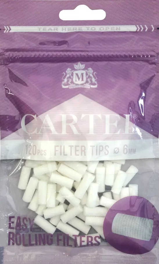 Filtrai Cartel Slim Easy Rolling Filtrai Cartel Slim Easy Rolling 120 vnt pakuotėje su zip-lock užsegimu