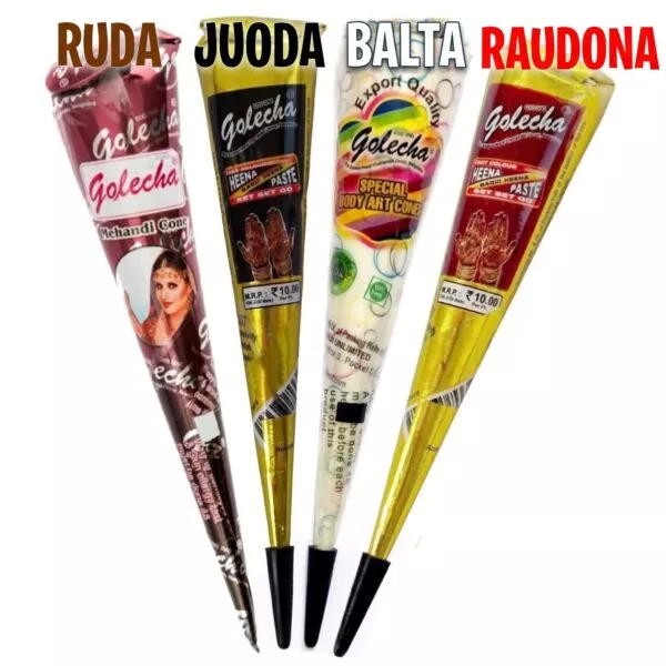 Golecha 4 spalvų henna chna dažai rinkinys 4x25g