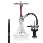 Raudonos epoksidinės dervos apdailos kaljanas Aladin EPOX 360 Pro Ruby Red su stikline kolba