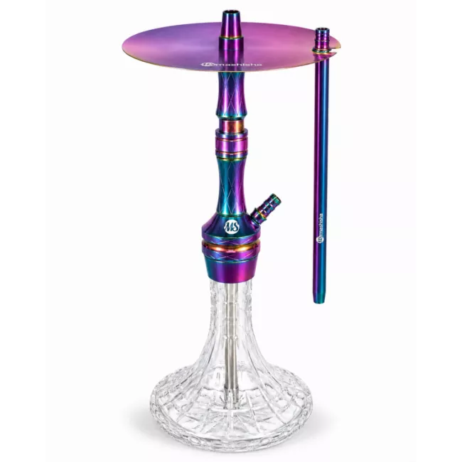 Pilnos komplektacijos aliumininis kaljanas MS Skyzo maShisha 45cm Chameleono (vaivorykštės) spalvos - Bongai.lt
