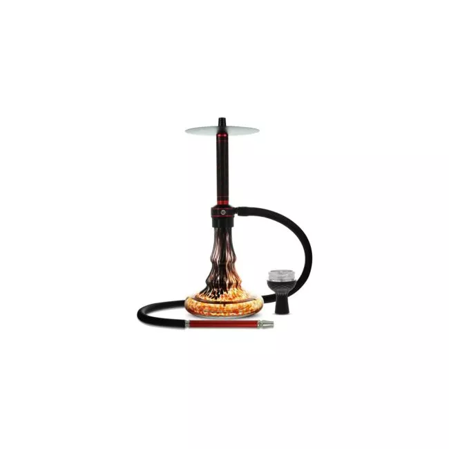Aukštas raudonas maShisha kaljanas MS Zeus Flamme 55 cm su silikonine taurele ir karščio kontrole - Bongai.lt