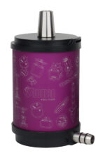Oduman Atomic Purple kelioninio kaljano violetinis anoduoto aliuminio korpusas su Oduman iliustracijomis ir plieninėmis jungtimis