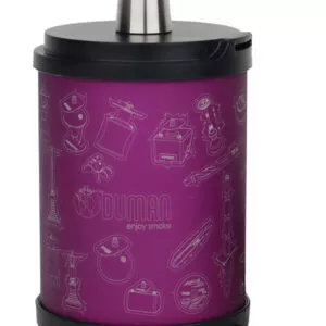 Oduman Atomic Purple kelioninio kaljano violetinis anoduoto aliuminio korpusas su Oduman iliustracijomis ir plieninėmis jungtimis