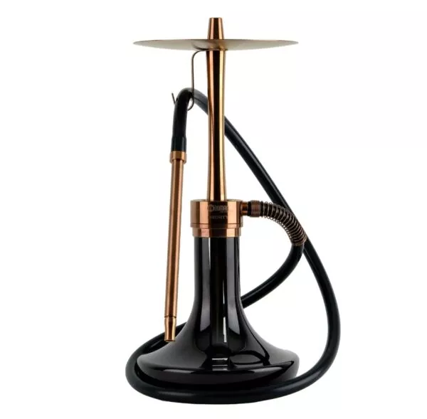 Kaljanas Oduman Infinity Black Glass Bronze Body (43 cm) su juoda kolba, bronzine šachta, kandiklio laikikliu ir juoda žarna