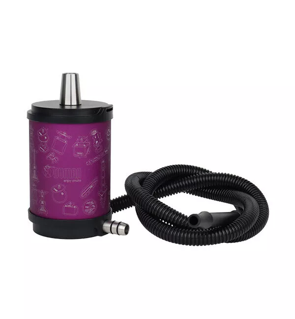 Kelioninis kaljanas Oduman Atomic Purple (violetinis) iš anoduoto aliuminio su juoda žarna ir kandikliu