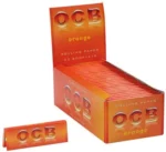 Popierėliai OCB Orange Single Wide (1 pakelis) ir blokas šalia
