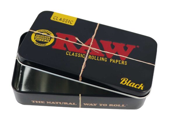 Metalinė dėžutė RAW Black Tin Case pravira