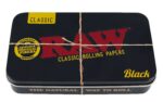 Uždaryta originali RAW Black Tin Box juoda metalinė apsauginė dėžutė suksuktinėms ir popierėliams